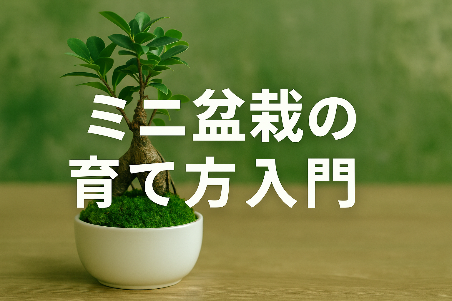 ミニ盆栽の育て方入門｜和風の背景に中央テキストが配置されたおしゃれなアイキャッチ画像